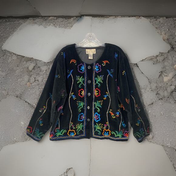 Vintage Velvet Jacket π Embroidered Boho Festival Style - Picture 10 of 10